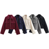 Fongt Spring And Autumn Women's Street Fashion Soft And Short Jacket Jacket Coat Soft Texture