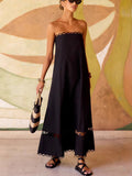 Fongt Women's Lace-Lace-Collateral Solid Sleeveless Dress Fashion Dress 8161