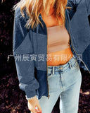 The Ins Fall Ladies Hooded Jacket · Niche Make Old Cotton Hoodie Waffg Patchwork Loose Coat-Outfit