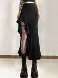 High Waist Irregular Split Goth