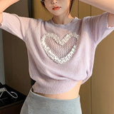 Fongt New Design Sense Female Minority Korean Chic Sweater Sweater Love Bottom Shirt Jacket-Outfit