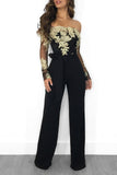 Dress Women's Casual Lace Off-neck Wide-leg Color