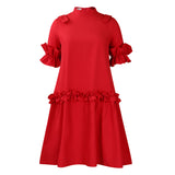Fongt Women's 2025 Summer New Fashion Solid-Colored Wooden Ear A Dress African Dress