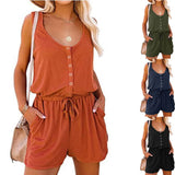 Summer Sleeveless Waist-controlled Lace-up Loose-fitting Wide-leg