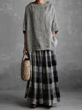 Summer Cotton Linen Solid Color Loose