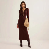 Fongt Half-Necked Dress Knitted Dress Spring 2025 Temperament Tweed A-Word Skirt