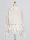 Fongt Sweet Dress Women's Spring 2025 New Flowers Spliced High-End Feeling With Lantern Sleeves Short