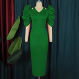 Fongt Hollow Slamwn Folding High-Waisted Banquet Event Evening Dress Dress Girl Dress