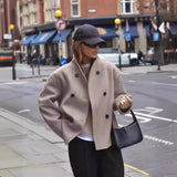 Fongt Code Women's Double Buckle Solid Color Of The Coat Coat Casual Temperament British Style Cloth Women