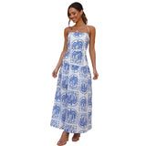 Fongt Years New Sexy Chest Small Fresh Print Lace-Up Long Dress 88107-Outfit