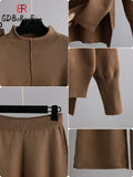 Women Sweater Suits Knitted Oversized Tracksuit Casual Long Sleeve Pullover High Waist Straight Pants Two Piece Sets Women 2023-Outfit