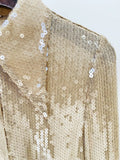 STREET Newest 2023 Designer Blouse Women's Flare Sleeve Glitter Sequined Gauze