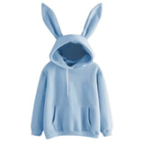 Cute Bunny Ears Hoodies Top Casual Fashion Solid Color Long Sleeve Hooded Sweatshirt Pullover Outwear Fall Spring