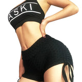 Fongt Leggings Summer New Women's Splicing Body Yoga Pants Three-Pointed Bow Shorts