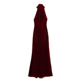 Fongt New Women's Fashion Hanging Neck Collar Silk Tatami Long Dress