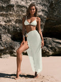 Fongt Spice Girls Small Mass Long Dress Flower Beach Set Solid Color Bikini Three-Piece Holiday Swimsuit