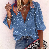 Autumn Wave Casual Style Print Long Sleeve Lapel Single Breasted