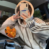 Sweatshirt Women Fashion Long Sleeve Zip Up Hoodies Oversized Printed Thick Jacket Female Clothing Harajuku Pullover