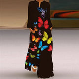 V-neck Long Sleeve Ankle-Length Vintage