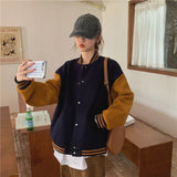Baseball Jacket Coat Women Oversized 2023 Spring Korean Loose Patchwork Pocket Outerwear Girls Tops