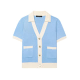 Fongt For Women's INS Burst Color V-Neck Knitted Shirt + Short Skirt Set
