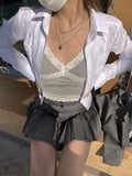 Basic Long Sleeve Button Blouse-Outfit
