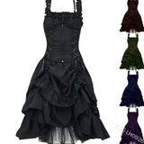 Fongt Lolita COS Gothic Slimming Irregular Design Strap Corset Dress