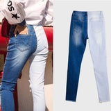 New fashion Autumn Winter Women Pancil Jeans Stretch Hole Splice Plus Size 4XL Female Denim Hight Waist Blue