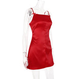 Satin Bow Strap Mini Dress-Outfit