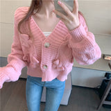 Fongt Outfit New Temperament Loose Outside Wear Knit Jacket Female Design Sense Bow Short Sweater Cardigan Coat Female-Outfit