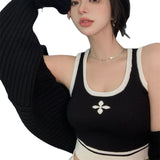 Summer New Pure Windy Cross Sling Small Vest Top High Waist Thin Knitted Hip Skirt