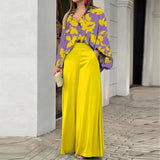 Fongt Women's 2024 Print Shirt Long Sleeves INS Wind Temperament Trousers Fashion Winter Wear