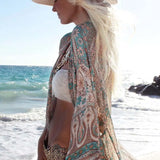 Fongt Women's Positioning Print Chiffon Beach Sunscreen Cardigan Holiday Shawl Bikini