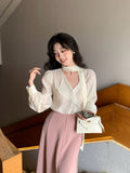 Fongt Xixi 13 Lines 2025 Spring New Korean Version Of The Relaxed Collar Shirt Women's Long Sleeve Top 89201