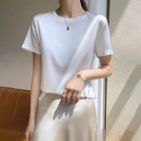Fongt Summer Women's T-Shirt New Super Soft Bat Sleeve Simple Short-Sleeved Women's Top Bottom With Sleeveless Vest-Outfit