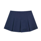 New Wide-Pleated Solid Color Fashionable Short Skirt 7385524-Outfit