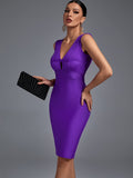 Out Bandage Dress 2023 Women Purple Bandage Dress Bodycon Elegant Sexy Evening Party Dress Summer Birthday Club