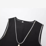 Summer Embroidered Short V-Collar Vest Embroidered Trousers Set-Outfit