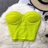 Fongt Color Strapless Vest Female Wearing Sexy Hot Girl Short Crop Slim Thin With Chest Pad-Outfit