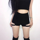 Waisted Leggings Sports Shorts Women's Sexy Shorts Black Summer-Outfit