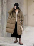 Large Version Of Long White Duck Down Down Jacket Female 2024 Winter Fashion Retro Thick Hooded Loose Over The Knee Coat Tide-Outfit