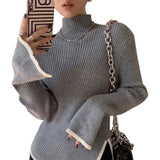 Fongt Fashion Knitted Top New Design Sense Of Small 2024 Early Spring Turtleneck Sweater Women's