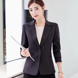 Daifei 2023 Spring / Summer New Fashion Korean Version Large Size Thin Suit Solid Color Leisure Lady's Fashion Suit-Outfit