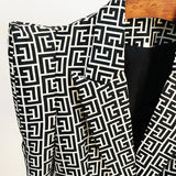 QUALITY Newest 2023 Designer Stylish Jacket Women Peak Shoulder Geometric Monogram Jacquard Single Button