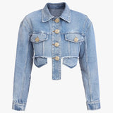 STREET 2022 New Fashion Stylish Designer Jacket Women's Fringed Crop Denim Short