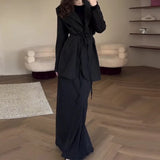Fongt Solid Color Tie In Autumn 2025 With Waist Suit Half-Dress Commuting Suit