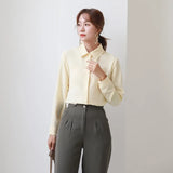 Simplicity Chiffon Shirt and Tops 2021 New Women Solid Colors Casual Long Sleeve Blouse Lady Office OL Shirts