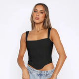 Fongt Summer 2024 New Hot Girl Fried Street Slings Sexy Waist Collar Top