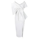 Fongt Party Dress Women's Sexy Big Bow Bow Open Dress Bag Hip Dress Dress