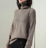 Turtleneck Knitted Sweater Women Solid Winter Thicken Jumper Ladies Casual Tops Oversize Korean Bottoming